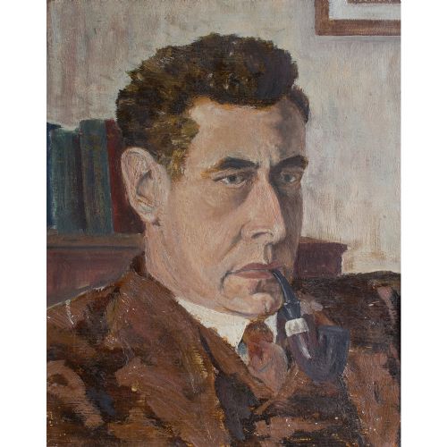 Vintage Portrait of an Englishman with a Pipe, Oil Painting
