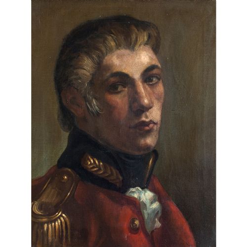 19th-century Portrait of an Officer in Uniform, Oil on Canvas