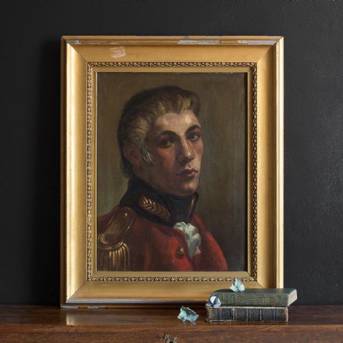 fig 1. 19th-Century Portrait Of An Officer In Uniform, Oil On Canvas