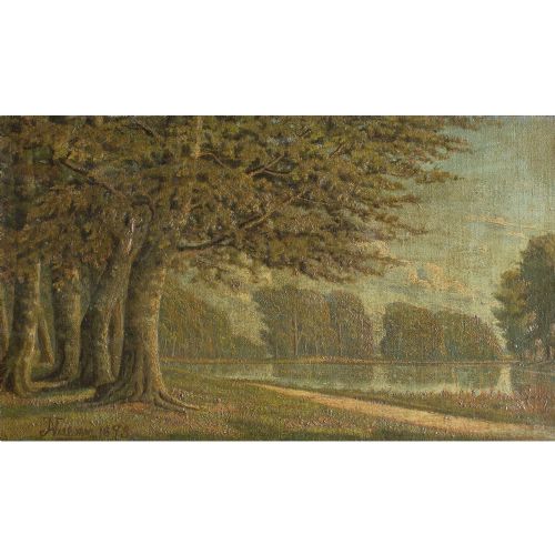 fig 1. 19th-Century Danish School Summertime Landscape With Lake
