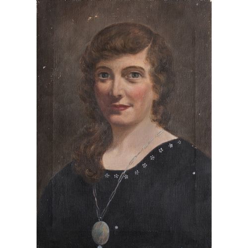 1930s English School Portrait of a Woman with a Pendant
