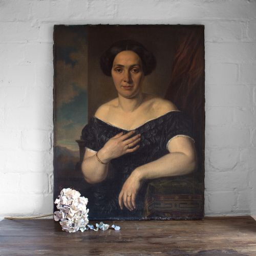fig 1. August Georg Mayer, 19th-Century Portrait Of A Lady With A Black Dress