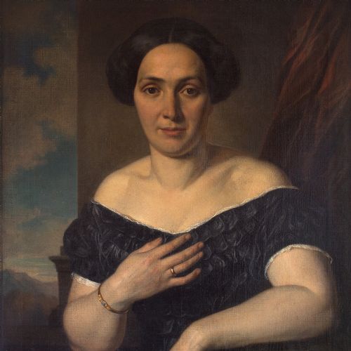 fig 2. August Georg Mayer, 19th-Century Portrait Of A Lady With A Black Dress