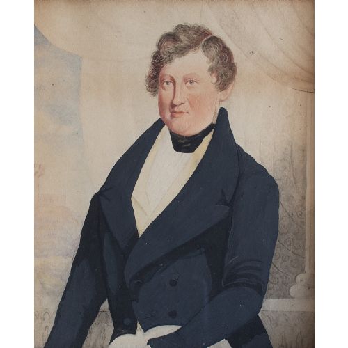 fig 1. Large Miniature Portrait Of A British Gentleman Before A Castle