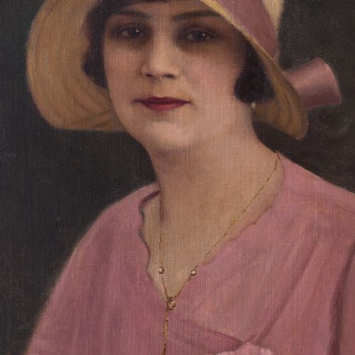 fig 2. 1930s Hungarian School Portrait Of A Woman In Pink, Oil Painting