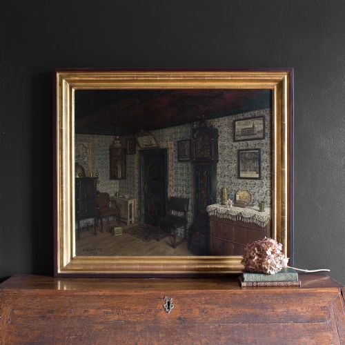 fig 1. Wilhelm Gdanietz, Interior Scene, Oil Painting