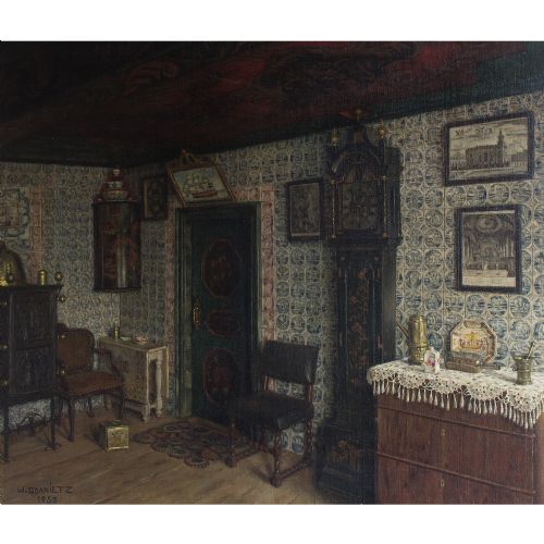 Wilhelm Gdanietz, Interior Scene, Oil Painting
