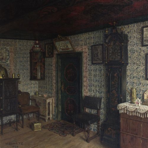 fig 2. Wilhelm Gdanietz, Interior Scene, Oil Painting