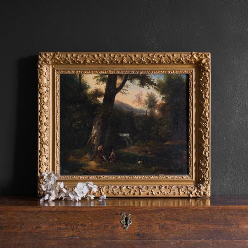 fig 1. 18th Century French School Arcadian Landscape With Flute Player