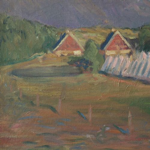 fig 2. Julius Paulsen, View of a Summer Camp at Tibirke, Danish Oil Painting