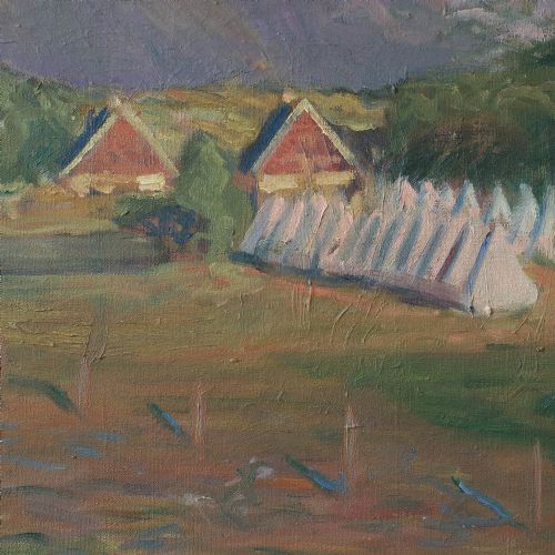 fig 3. Julius Paulsen, View of a Summer Camp at Tibirke, Danish Oil Painting