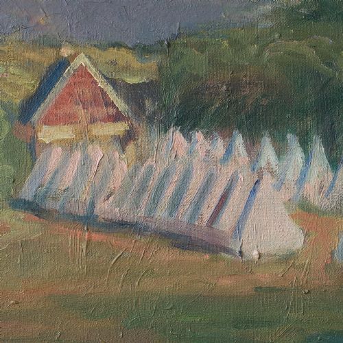 fig 4. Julius Paulsen, View of a Summer Camp at Tibirke, Danish Oil Painting