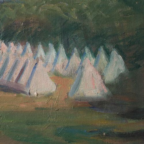 fig 5. Julius Paulsen, View of a Summer Camp at Tibirke, Danish Oil Painting