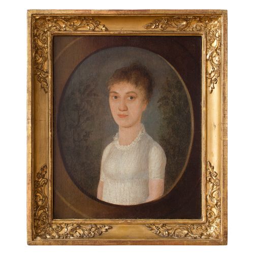 Provincial 19th Century German School Portrait of a Lady in White