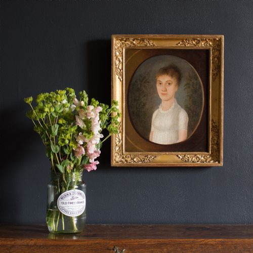fig 1. Provincial 19th Century German School Portrait Of A Lady In White