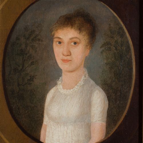 fig 2. Provincial 19th Century German School Portrait Of A Lady In White
