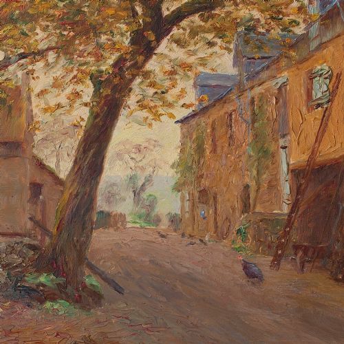 fig 2. Early 20th Century French Oil Painting, Edmond Le Bienvenu-Dutourp, Cottages In Clecy