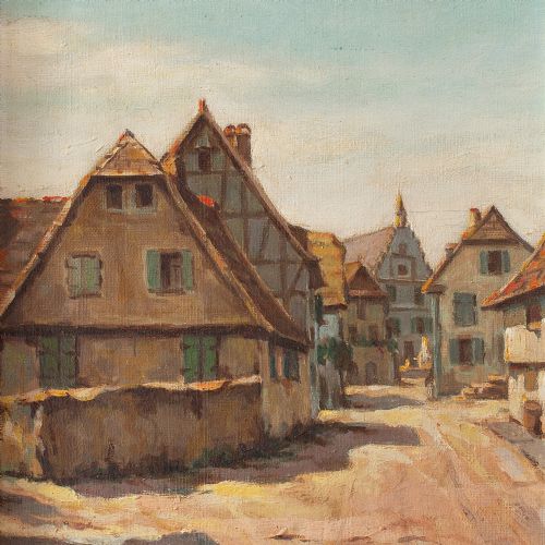 fig 2. 1930s French Oil Painting, A Braunsteffer, A Sunlit Street In Alsace