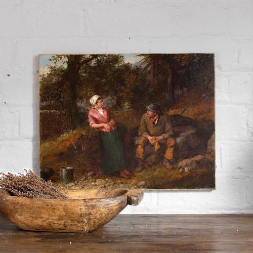 fig 1. 19th Century English Oil Painting, William III Bromley, Lovers' Rest