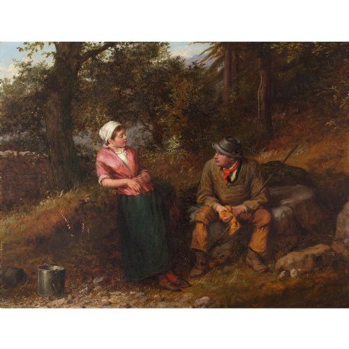 fig 2. 19th Century English Oil Painting, William III Bromley, Lovers' Rest