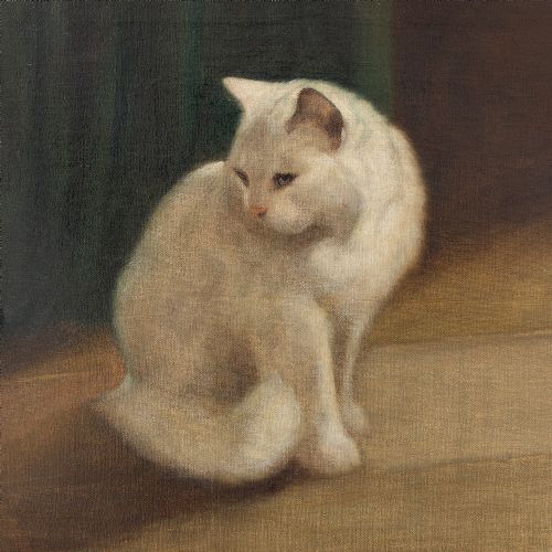 fig 2. Early 20th Century Oil Painting, Arthur Heyer, Portrait of a Persian Cat