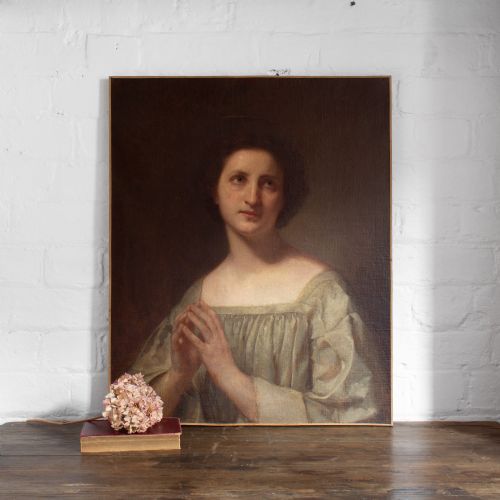 fig 1. 19th-Century French School Portrait Of A Female Saint At Prayer