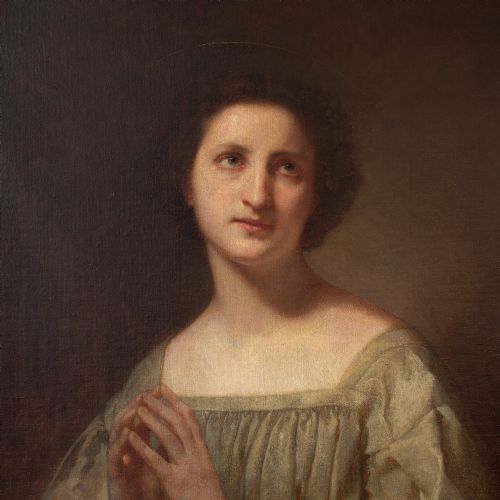fig 2. 19th-Century French School Portrait Of A Female Saint At Prayer