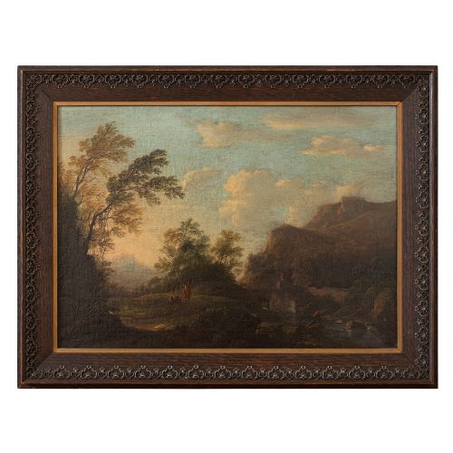 18th-century Dutch School Idealised Landscape with Resting Figures