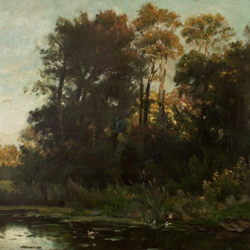 fig 2. 19th Century Belgian School Landscape With Pond, Oil Painting