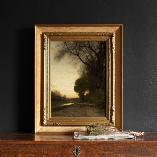 fig 1. Julius Jacobus Van De Sande Bakhuijzen, Hague School Pastoral Scene At Sunset