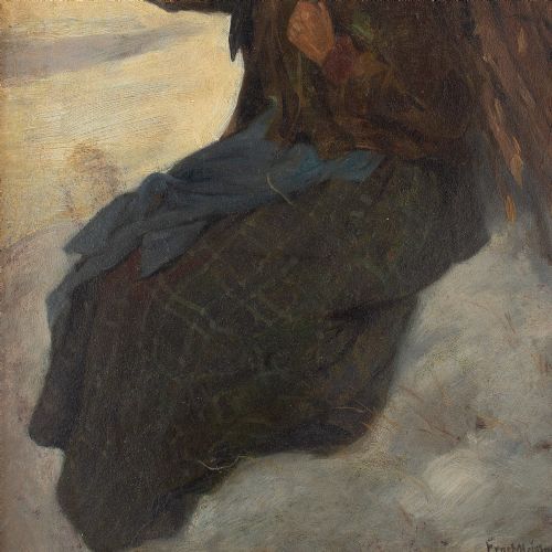 fig 2. Adolf Meissner, A Woodcutter In The Snow, 19th Century Oil Painting