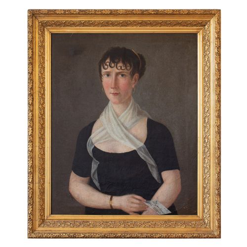 Early 19th Century Danish School Portrait of a Lady with a White Scarf