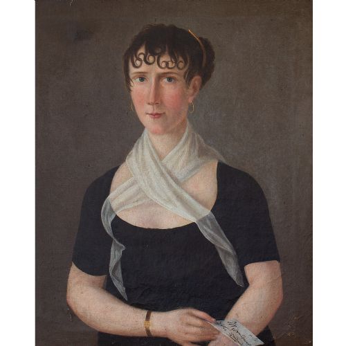 fig 2. Early 19th Century Danish School Portrait Of A Lady With A White Scarf
