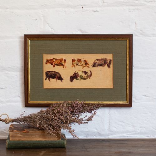 fig 1. Hemich Vitz, Five Cow Studies, Oil Painting