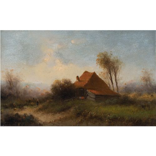fig 2. Attr. Cornelis I Westerbeek, Dutch Landscape With Track, Figure & Dwelling