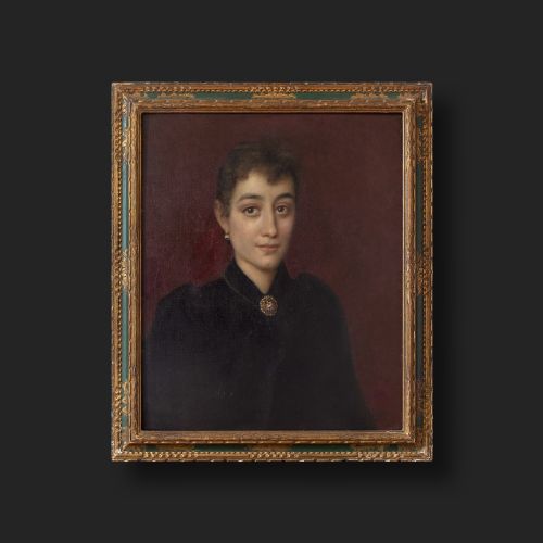 fig 1. 19th-Century Portrait Of A Lady With A Brooch, Oil Painting