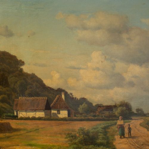 fig 2. Carsten Henrichsen, Coastal Landscape With Mother & Child, 19th Century Oil Painting