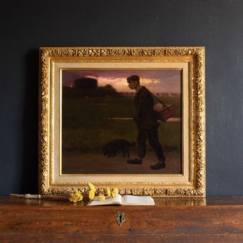 fig 1. Albert Pieter Hahn, On The Way To Work, Early 20th-Century Dutch Oil Painting