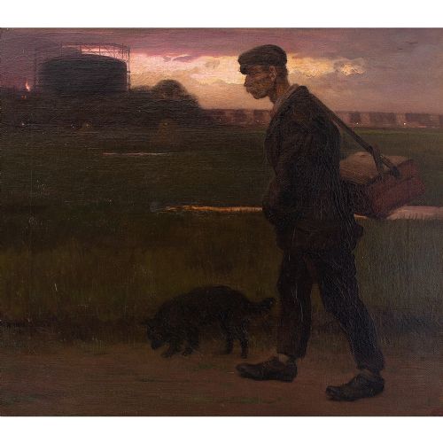 fig 2. Albert Pieter Hahn, On The Way To Work, Early 20th-Century Dutch Oil Painting
