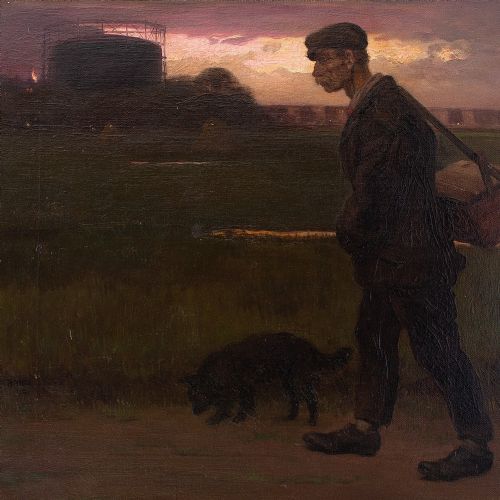 fig 3. Albert Pieter Hahn, On The Way To Work, Early 20th-Century Dutch Oil Painting