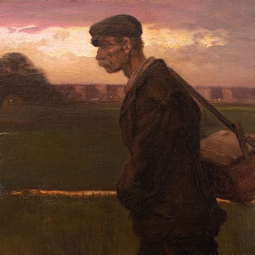 fig 4. Albert Pieter Hahn, On The Way To Work, Early 20th-Century Dutch Oil Painting