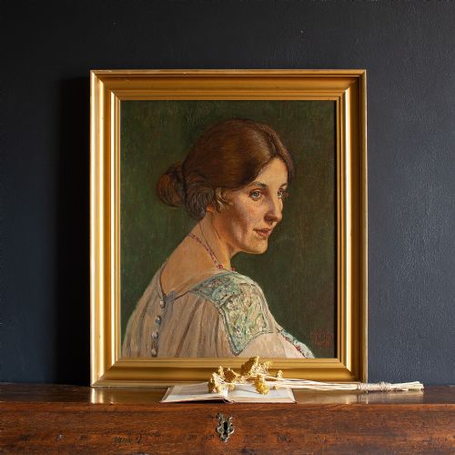 fig 1. Early 20th-Century Danish School Portrait Of A Lady, 1920s