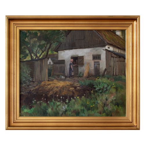 Carlo Hornung-jensen, Rural Scene with Milkmaid, Oil Painting