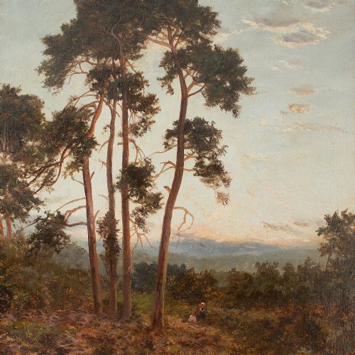 fig 3. Daniel Sherrin, Woodland Landscape With Pine Trees & Figures