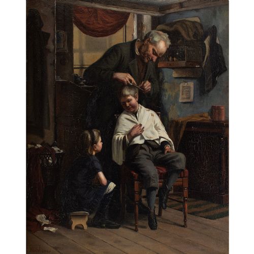 fig 2. Niels Frederik Schiøttz-Jensen, Barber’s Shop, 19th Century Oil Painting
