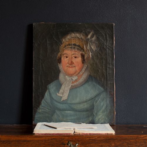 fig 1. 19th-Century German School, Portrait Of A Lady With A Bonnet, Oil Painting