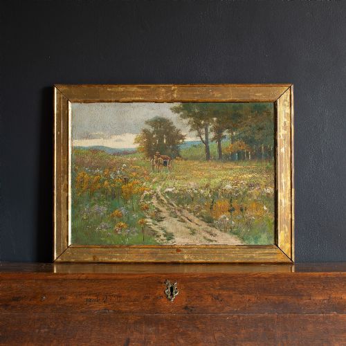 fig 1. Early 20th-Century German School Impressionistic Landscape With Cart