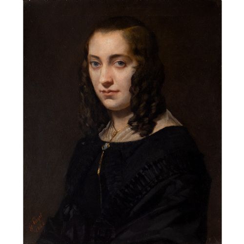 fig 2. Germain Paget, Portrait Of A Young Lady In Black, 19th Century Oil Painting