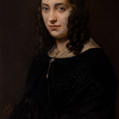 fig 4. Germain Paget, Portrait Of A Young Lady In Black, 19th Century Oil Painting