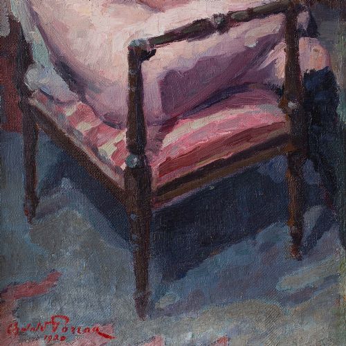 fig 3. Oswald Poreau, Seated Nude In Leather Boots, Oil Painting